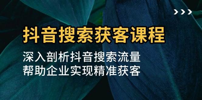 （13465期）抖音搜索获客课程：深入剖析抖音搜索流量，帮助企业实现精准获客好项目网-专注分享网络创业项目落地实操课程 – 全网首发_高质量创业项目输出好项目网