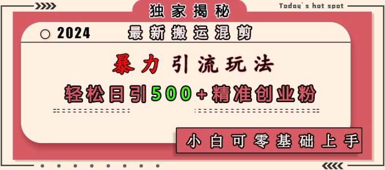 最新搬运混剪暴力引流玩法，轻松日引500+精准创业粉，小白可零基础上手好项目网-专注分享网络创业项目落地实操课程 – 全网首发_高质量创业项目输出好项目网