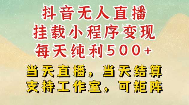抖音无人直播挂载小程序变现每天纯利500+当天直播，当天结算支持工作室，可矩阵【揭秘】好项目网-专注分享网络创业项目落地实操课程 – 全网首发_高质量创业项目输出好项目网